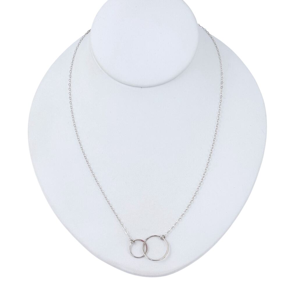Vintage Sterling Silver 925 2 Circle Mother Daughter Necklace 17"-19"